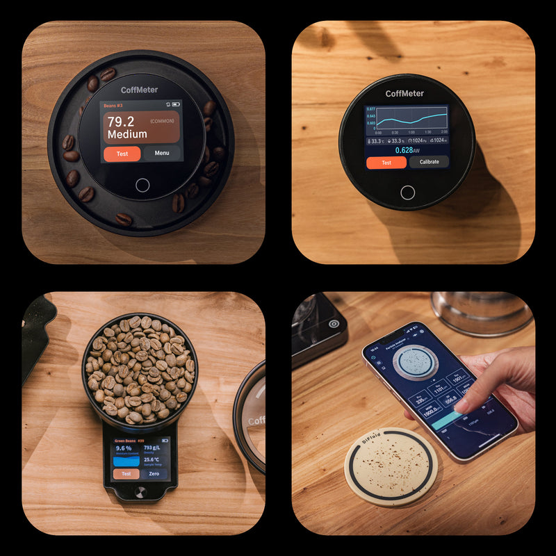 Roaster-Barista System | CoffMeter W1, M1, A1, Particle Analysis Coaster