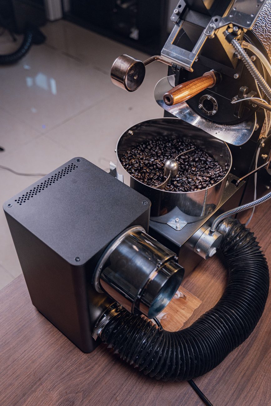 Clamps to your roaster's exhaust