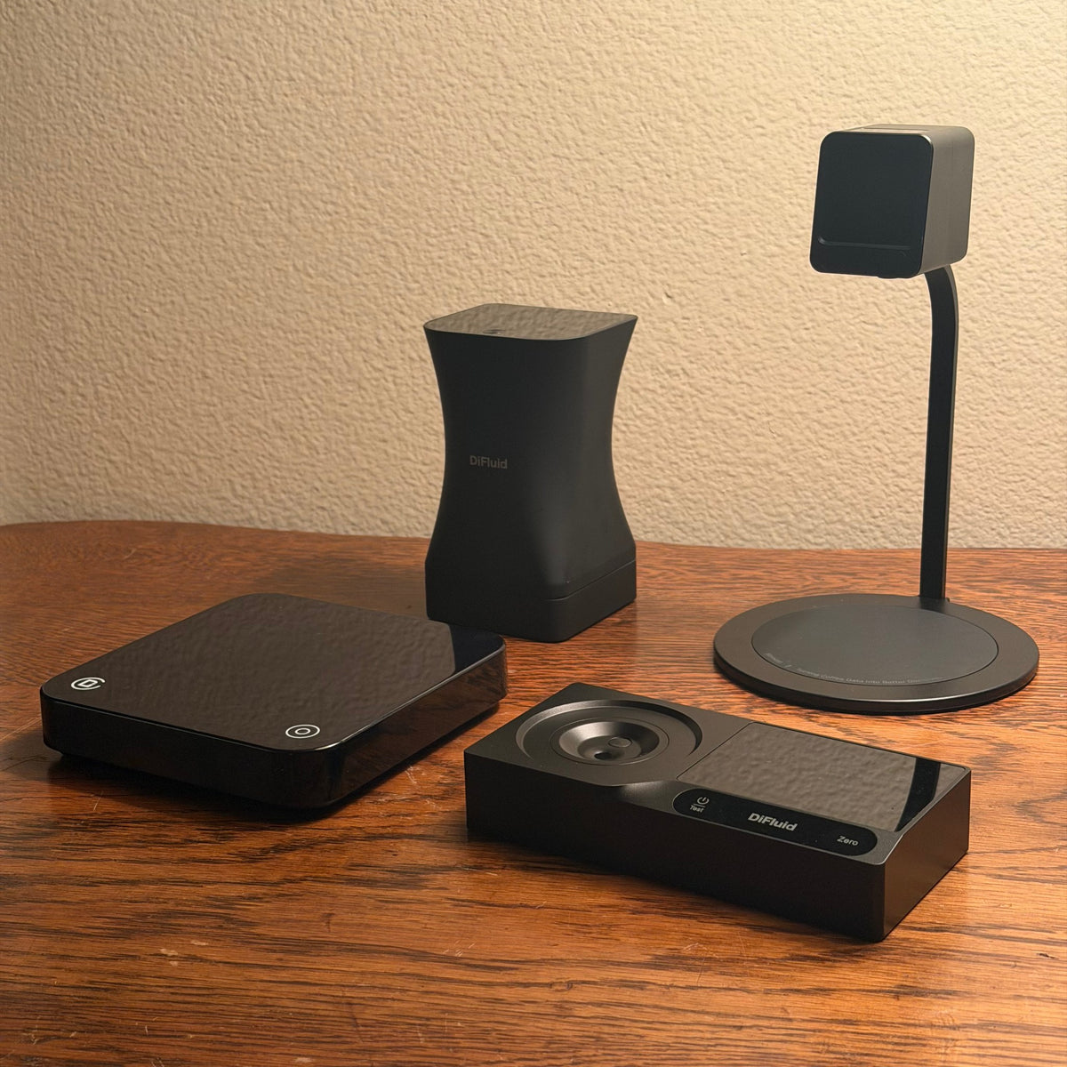 Omni, Microbalance Ti, Moment and RS Extract on a wooden table